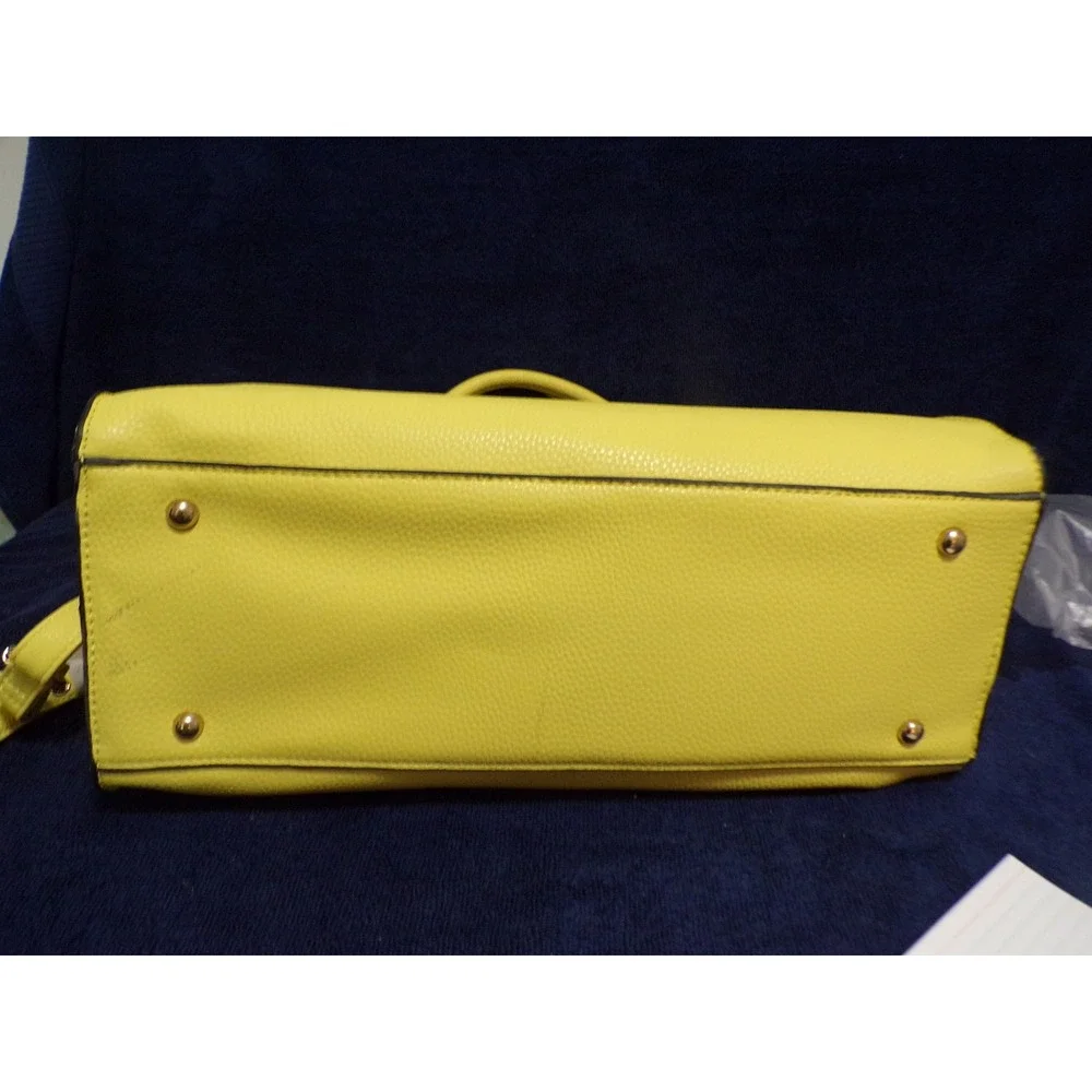 Deluxity Los Angeles Yellow‎ Leather Satchel Crossbody Bag Gold Hardware NWT